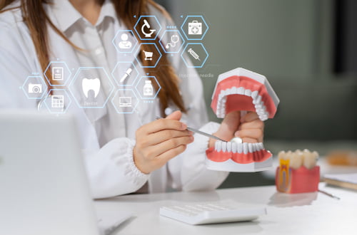Dentist performing a dental examination for a CDCP patient.