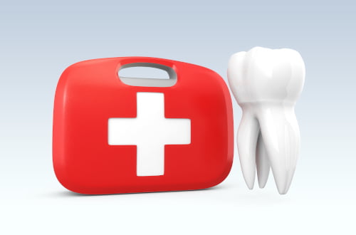Illustration representing emergency dental care for tooth pain, infection, or dental trauma.